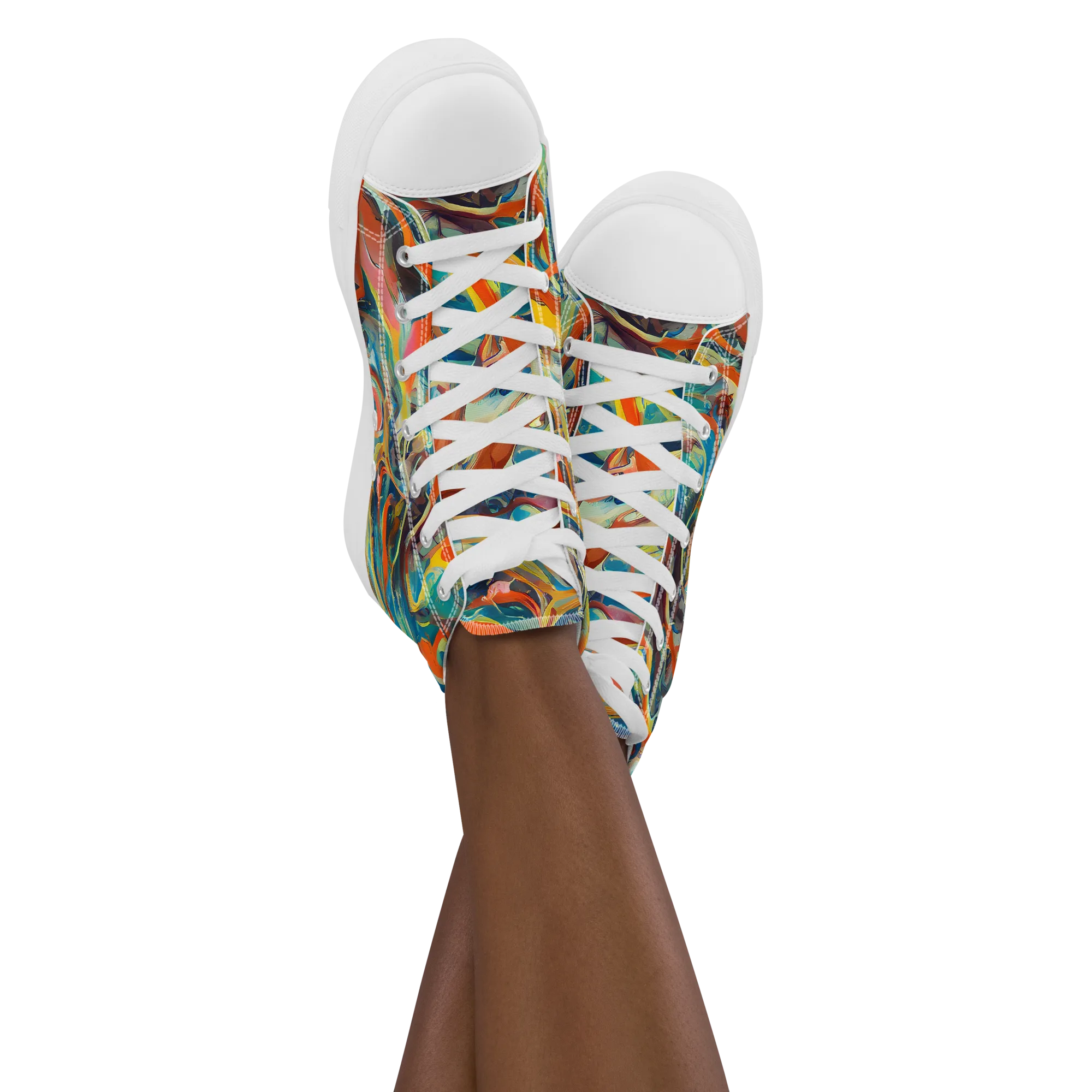 Fluid Firestorm on Women's High Top Canvas Shoes — Front