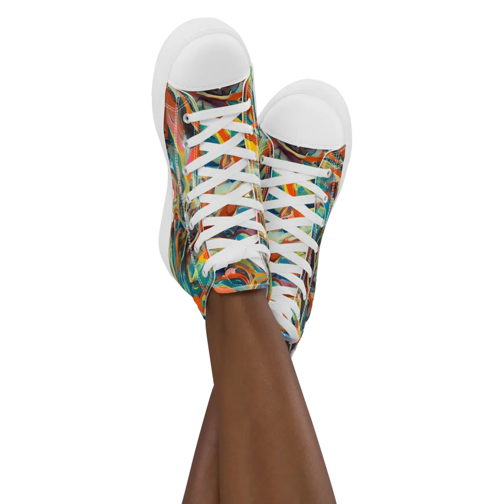 Fluid Firestorm on Women's High Top Canvas Shoes — Front
