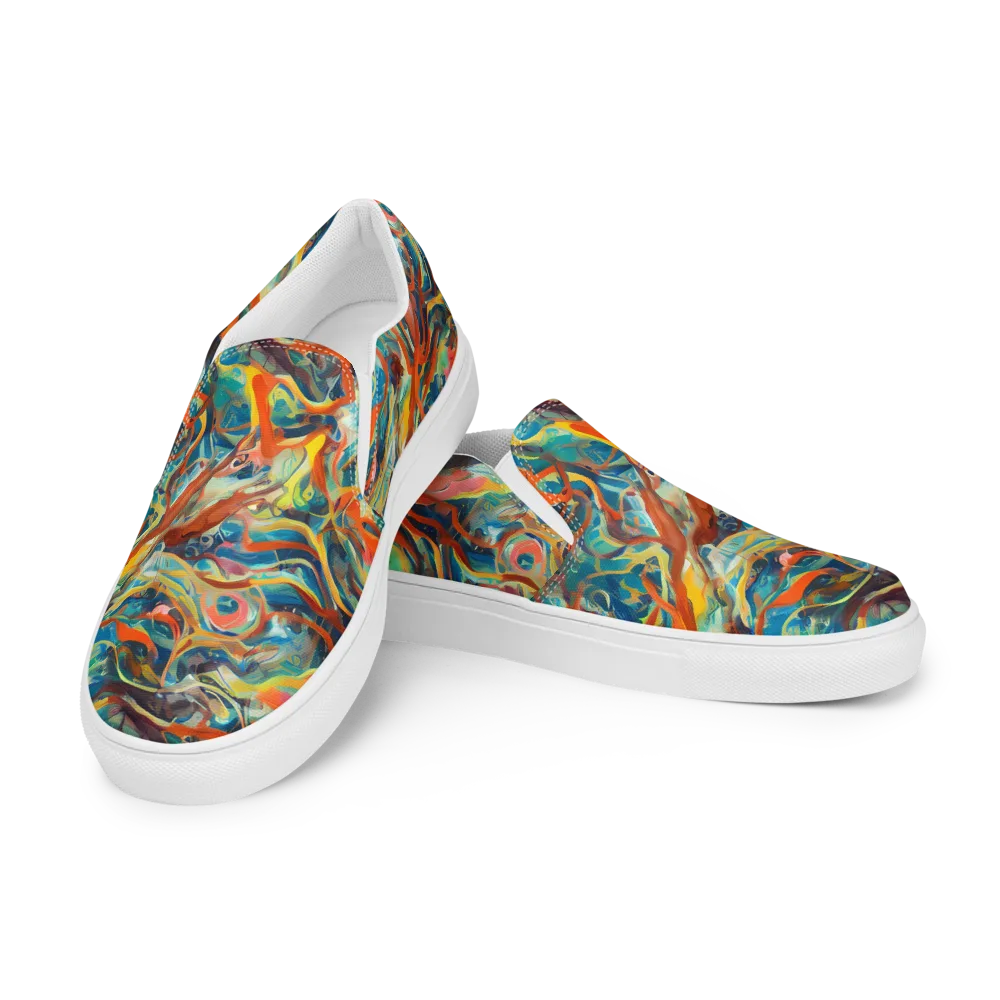 Fluid Firestorm on Men's Slip-On Canvas Shoes — Left Front