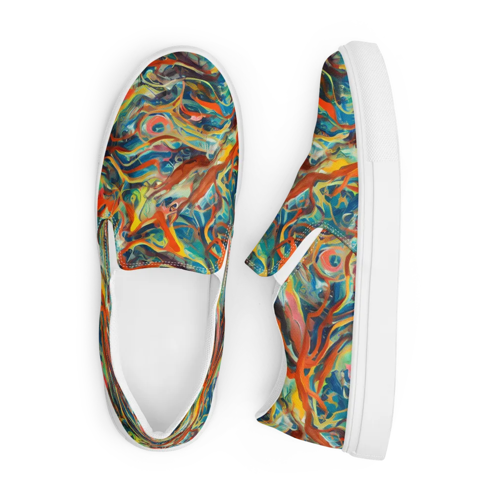 Fluid Firestorm on Men's Slip-On Canvas Shoes — Front