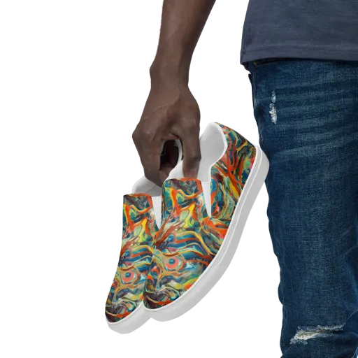 Fluid Firestorm on a Men's Slip-On Canvas Shoes