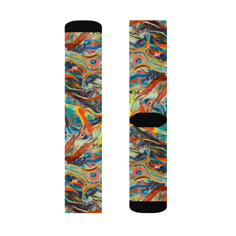 Fluid Firestorm on Socks — Left Sock