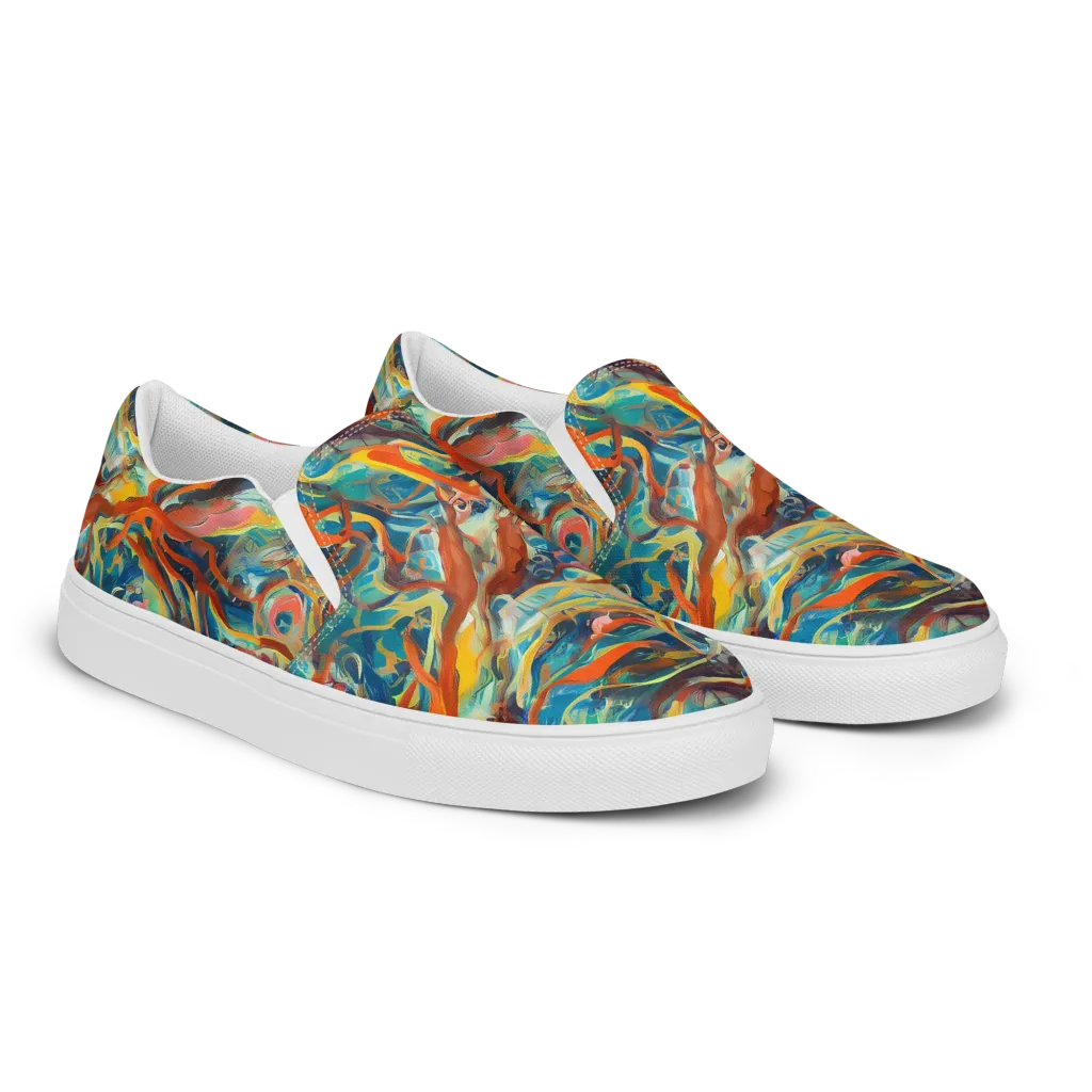 Fluid Firestorm on Women's Slip-On Canvas Shoes — Right Front