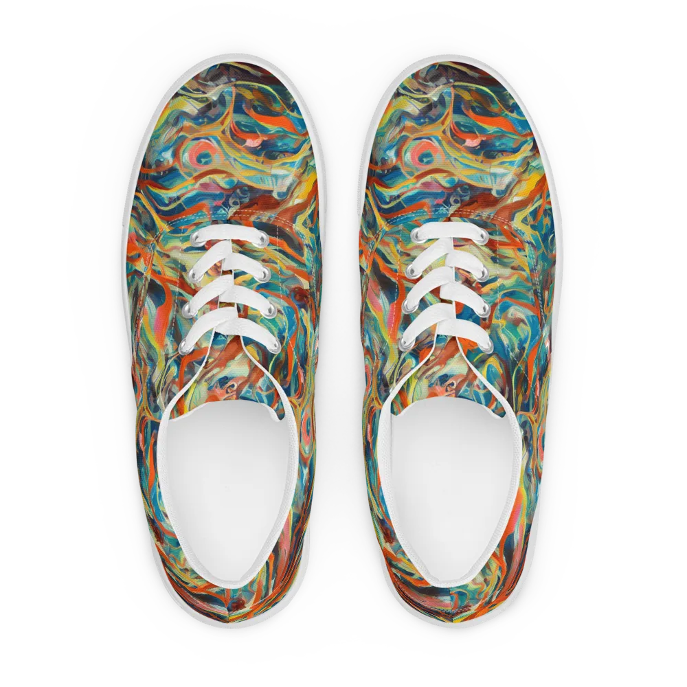 Fluid Firestorm on Men's Lace-Up Canvas Shoes — Front