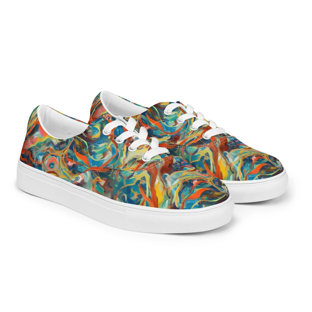 Fluid Firestorm on Men's Lace-Up Canvas Shoes — Right Front