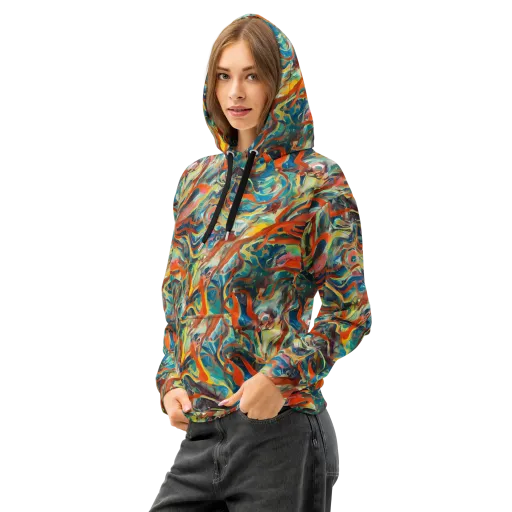 Fluid Firestorm on a Cotton Hoodie
