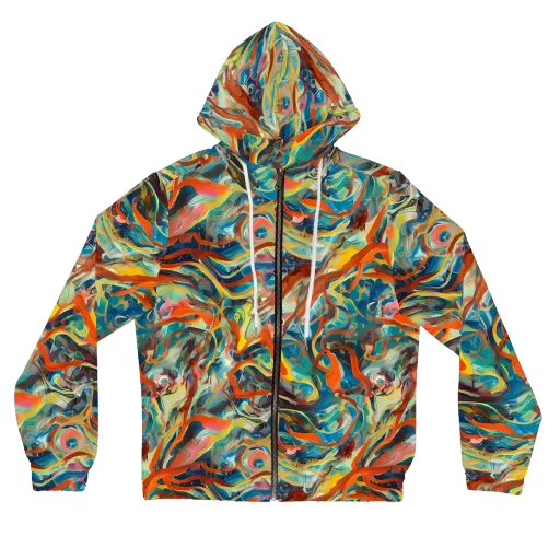 Fluid Firestorm on a Women's Full-Zip Hoodie