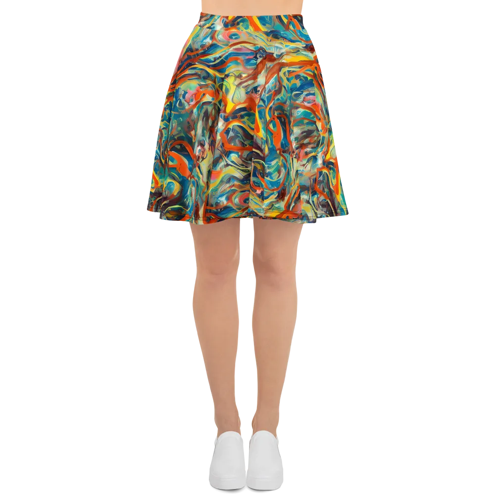 Fluid Firestorm on Skater Skirt — Front