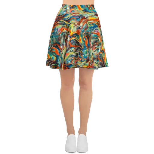 Fluid Firestorm on a Skater Skirt