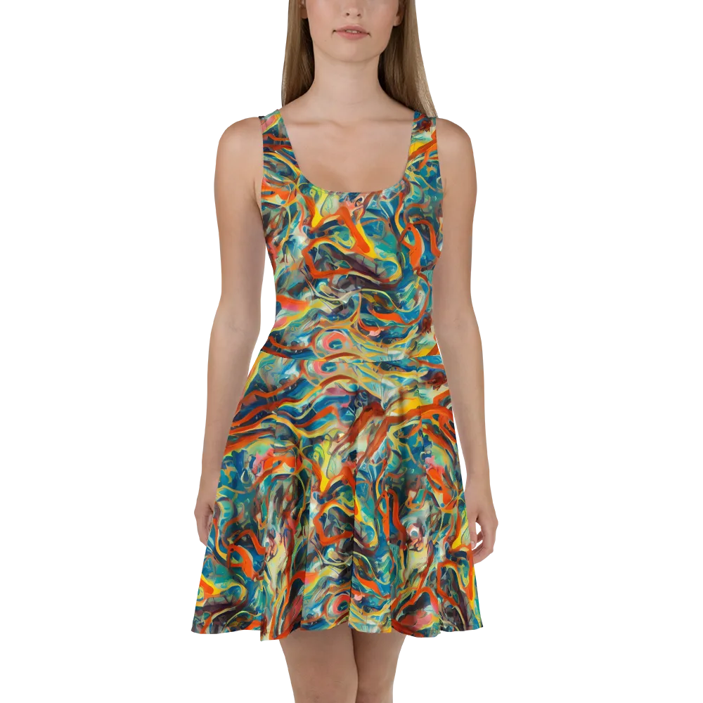 Fluid Firestorm on Skater Dress — Front