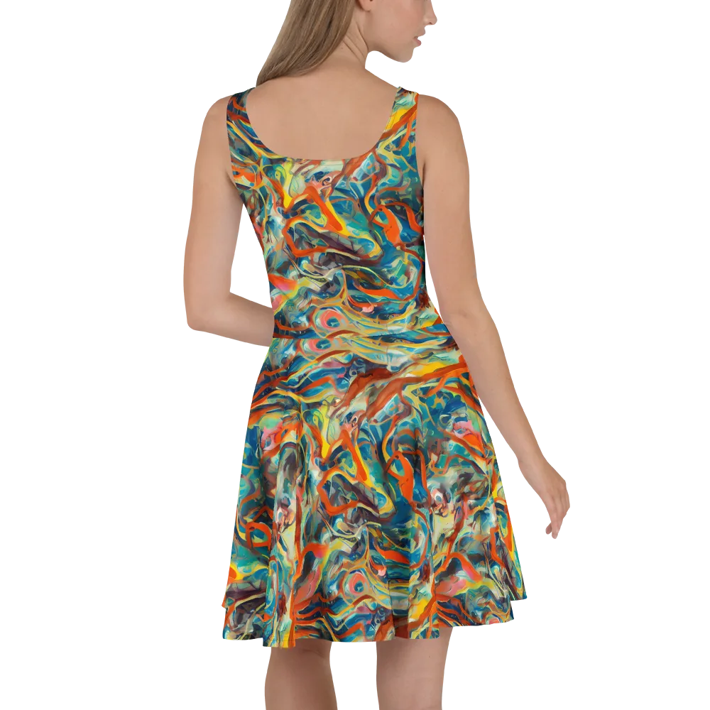 Fluid Firestorm on Skater Dress — Back