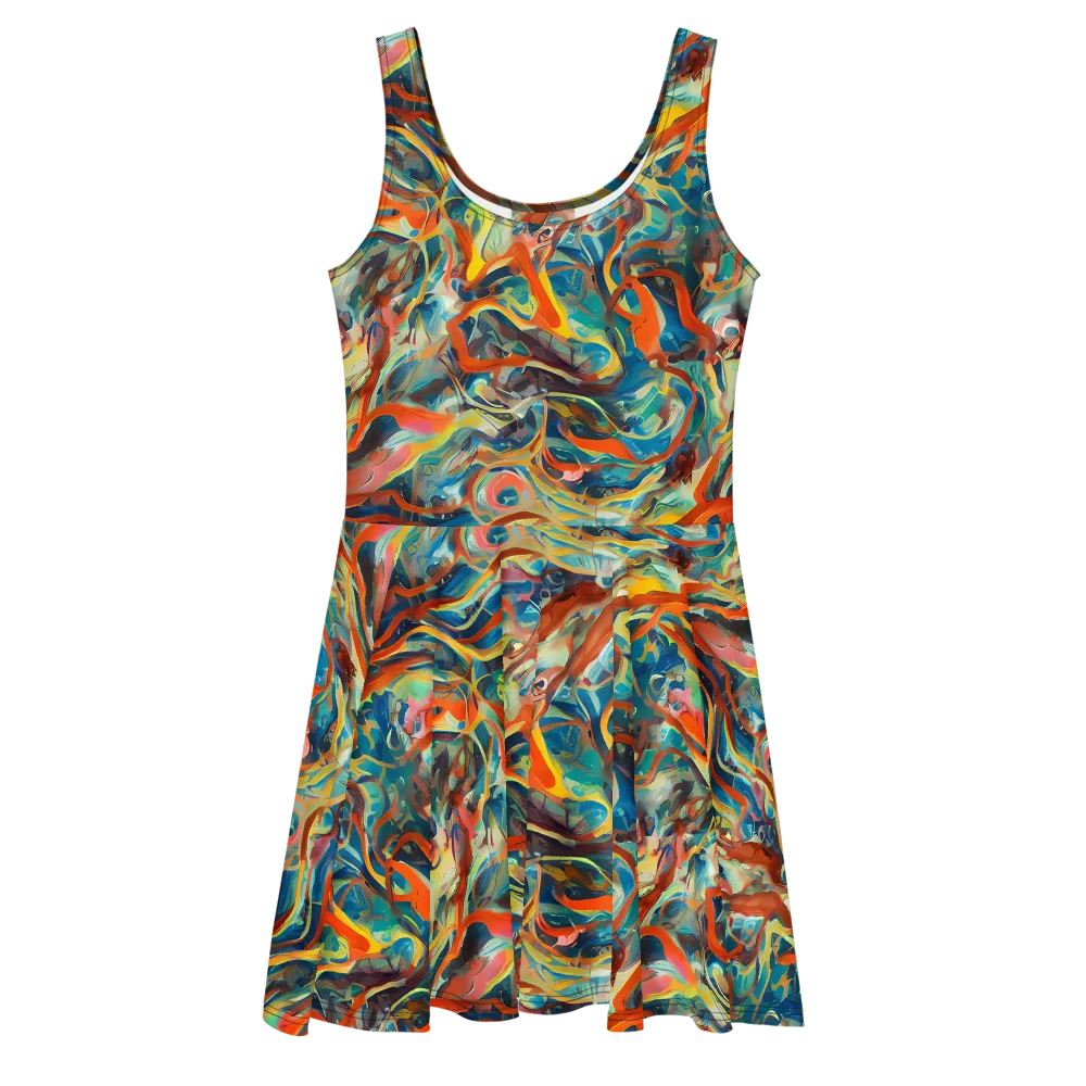 Fluid Firestorm on Skater Dress — Front