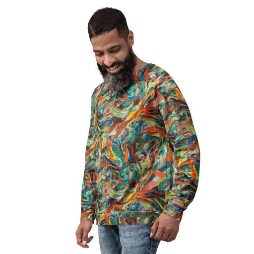Fluid Firestorm on a Sweatshirt