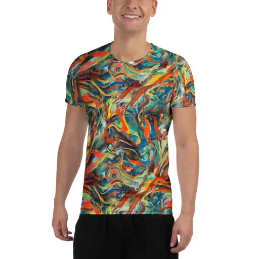 Fluid Firestorm on a Men's Athletic T-Shirt