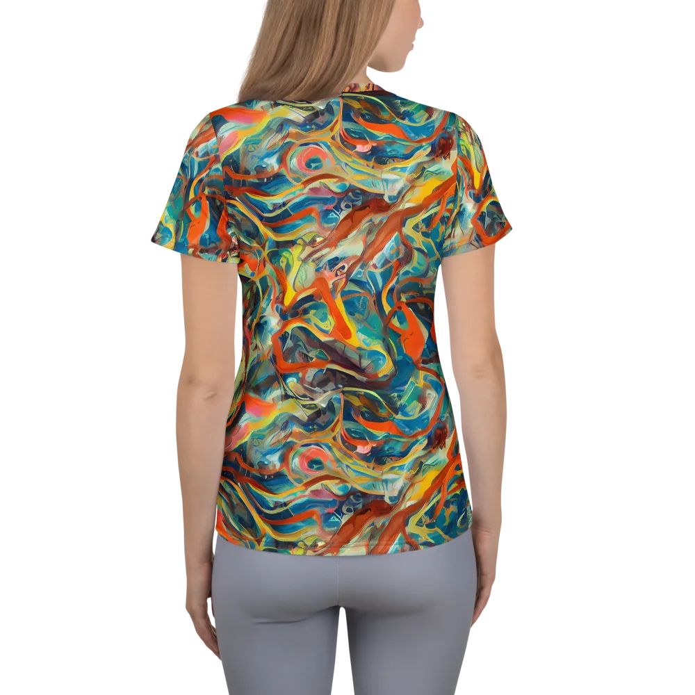 Fluid Firestorm on Women's Athletic T-Shirt — Back