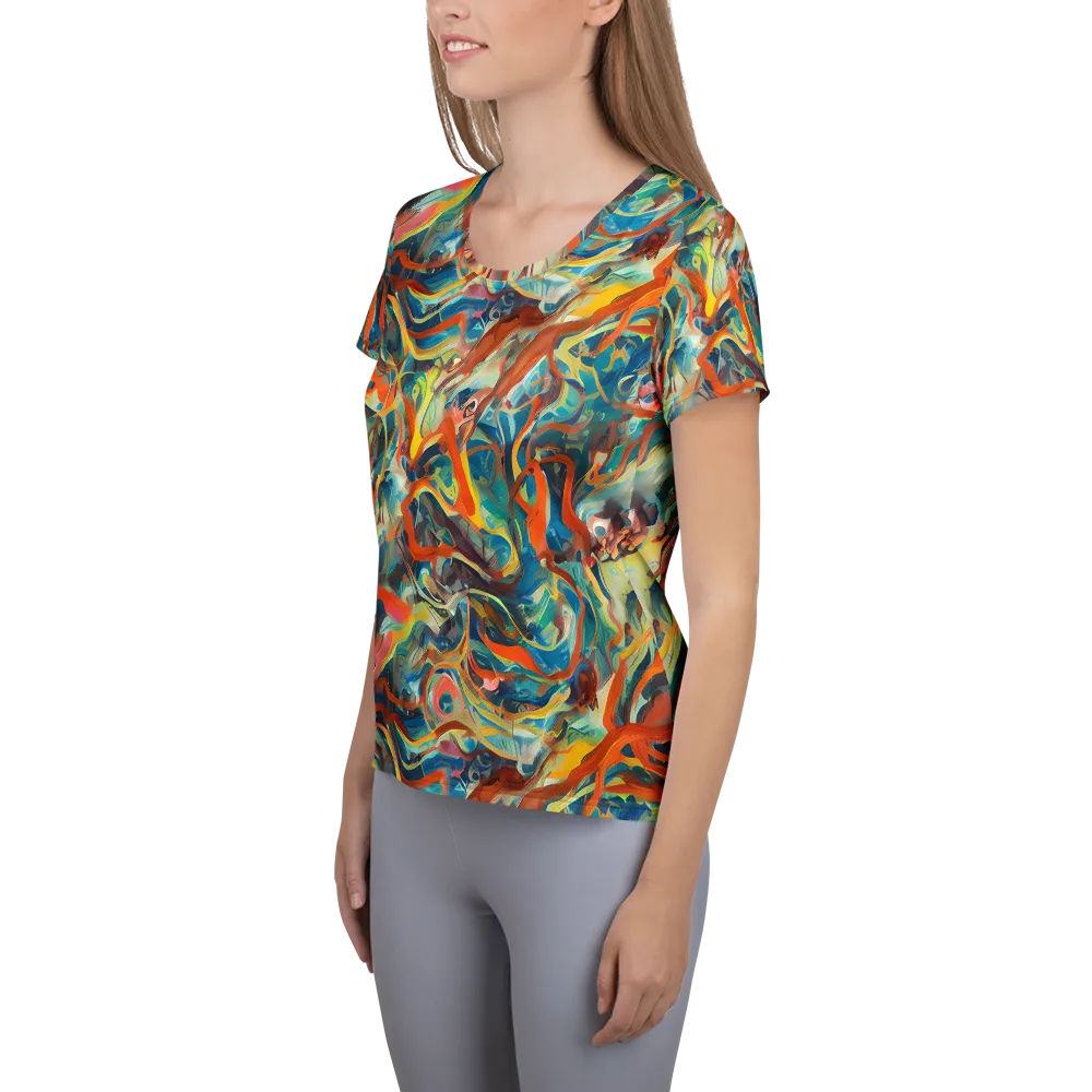Fluid Firestorm on Women's Athletic T-Shirt — Left