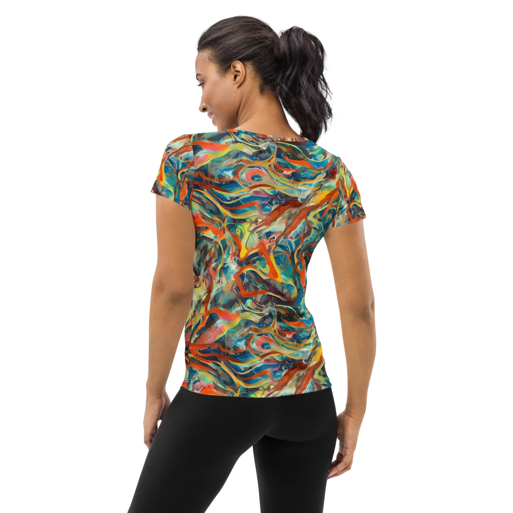 Fluid Firestorm on Women's Athletic T-Shirt — Back