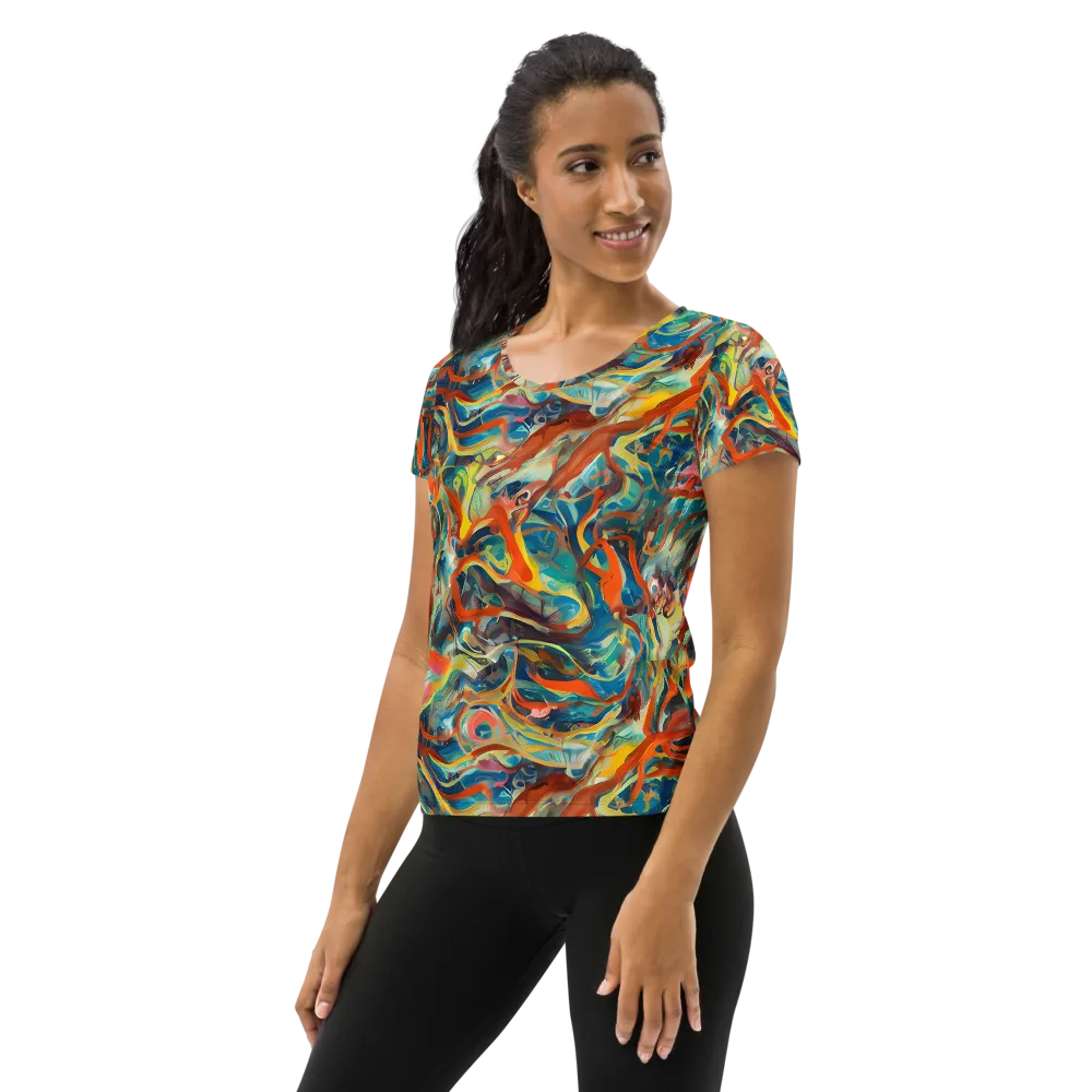 Fluid Firestorm on Women's Athletic T-Shirt — Left
