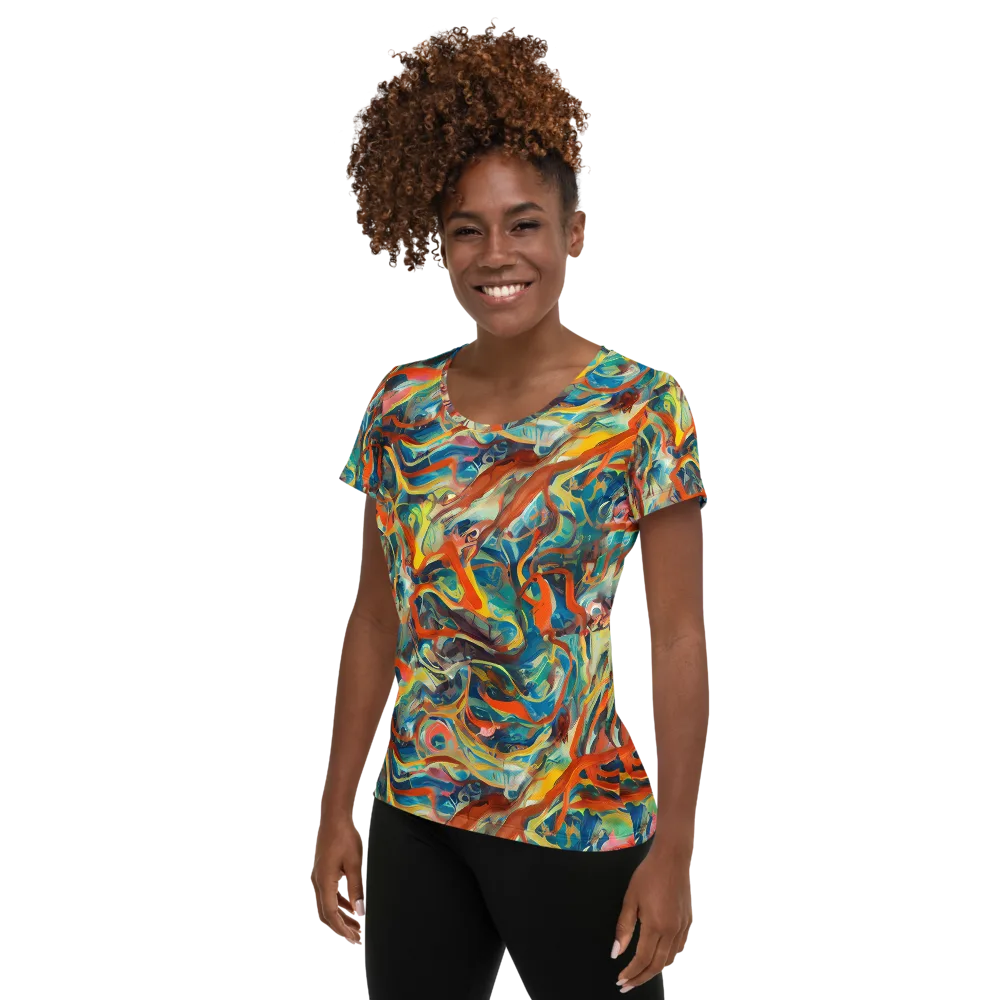 Fluid Firestorm on Women's Athletic T-Shirt — Left
