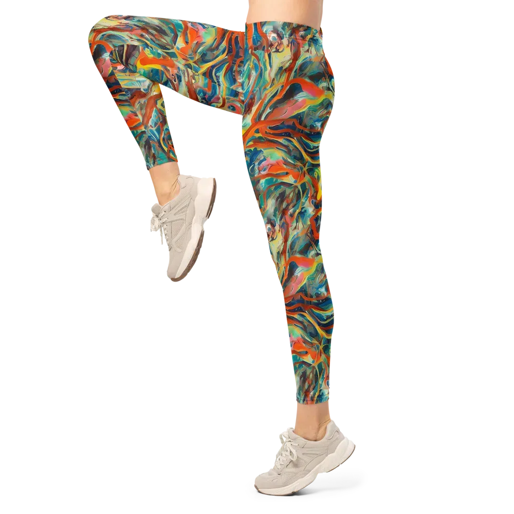Fluid Firestorm on Leggings — Left