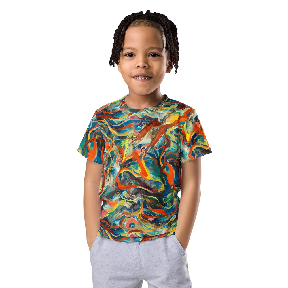 Fluid Firestorm on Kids Crew Neck T-Shirt — Front