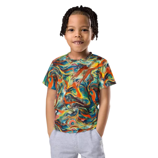 Fluid Firestorm on a Kids Crew Neck T-Shirt