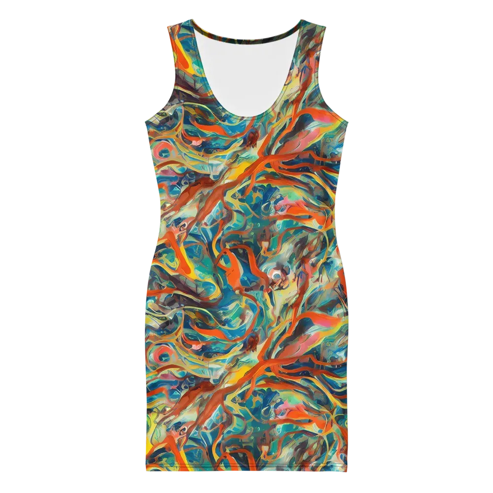 Fluid Firestorm on Bodycon Dress — Front