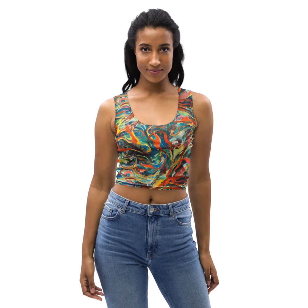 Fluid Firestorm on Crop Top — Front