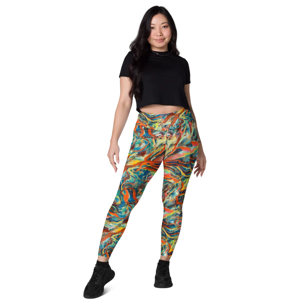 Fluid Firestorm on Leggings with Pockets — Front