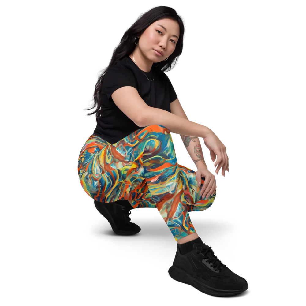 Fluid Firestorm on Leggings with Pockets — Right Front
