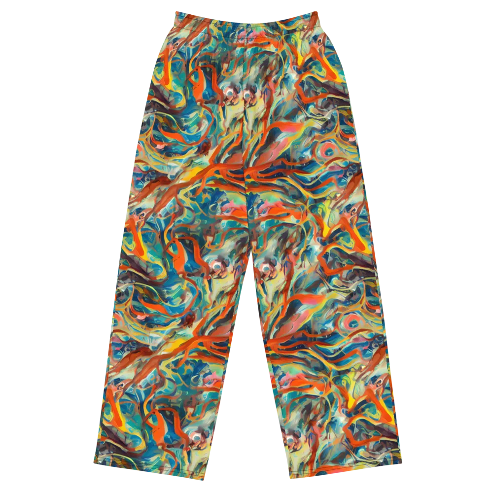 Fluid Firestorm on Wide-Leg Pants — Front