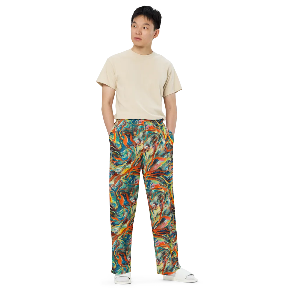 Fluid Firestorm on Wide-Leg Pants — Front
