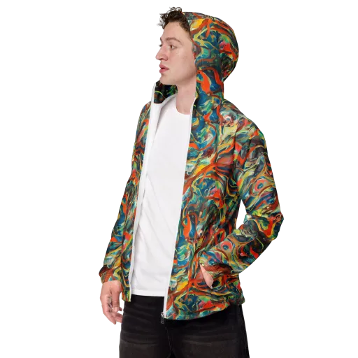 Fluid Firestorm on a Men's Windbreaker