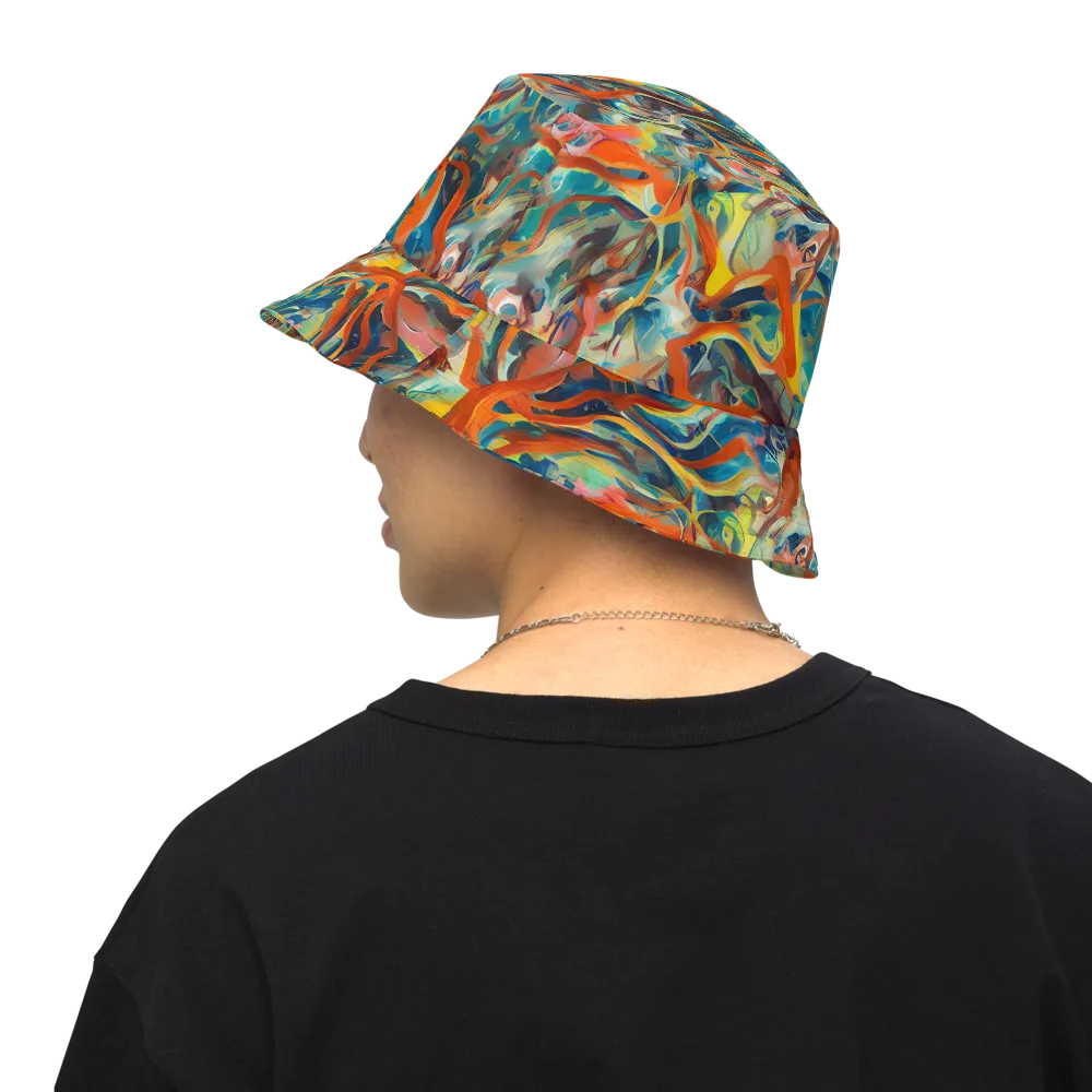 Fluid Firestorm on Reversible Bucket Hat — Back Inside