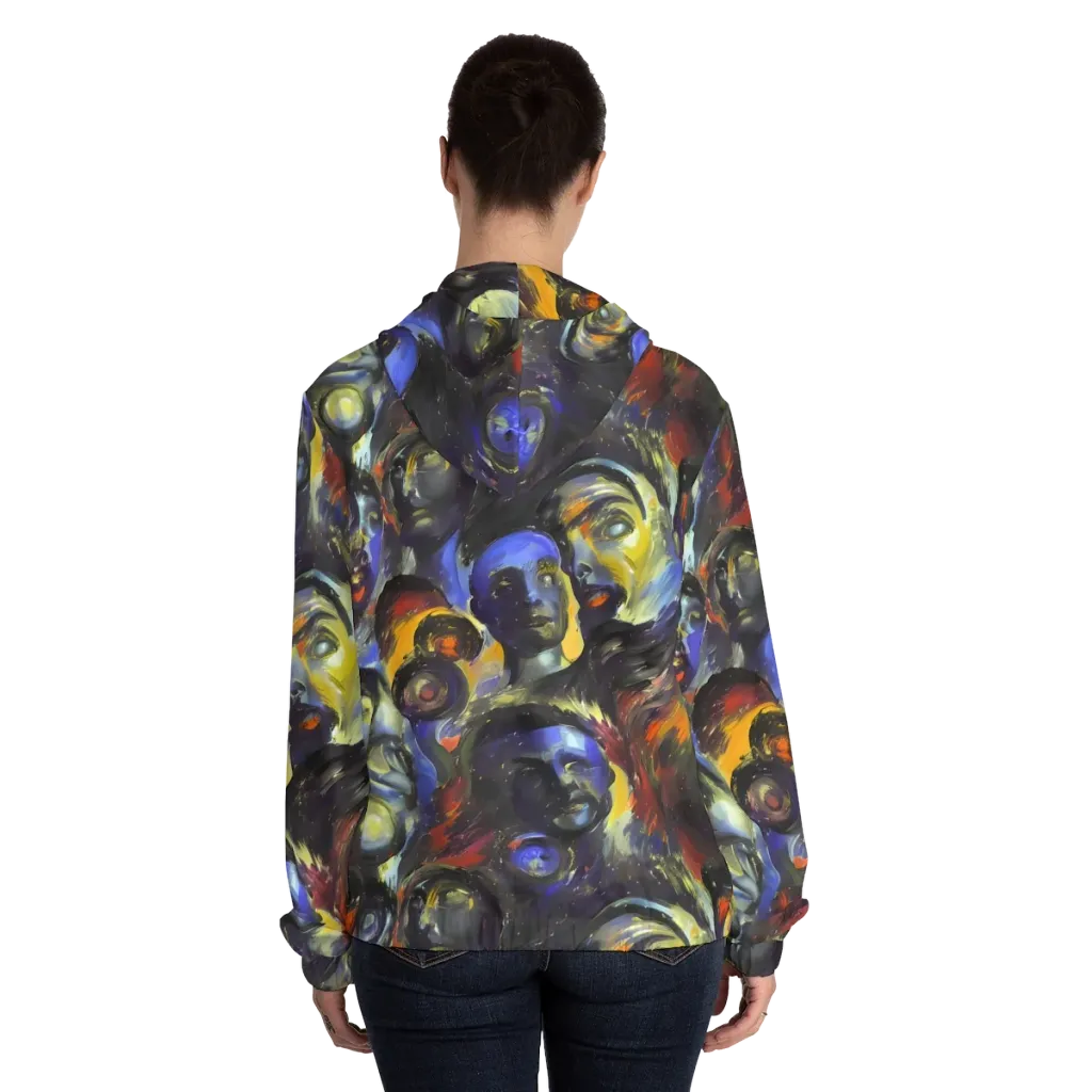 Corinthian Gaze on Women's Full-Zip Hoodie — Back On Person