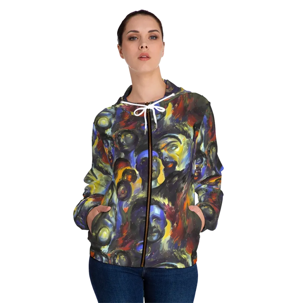 Corinthian Gaze on Women's Full-Zip Hoodie — Front On Person