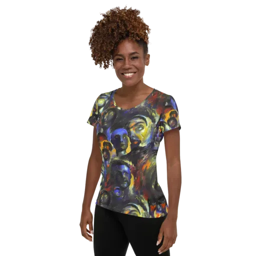 Corinthian Gaze on a Women's Athletic T-Shirt
