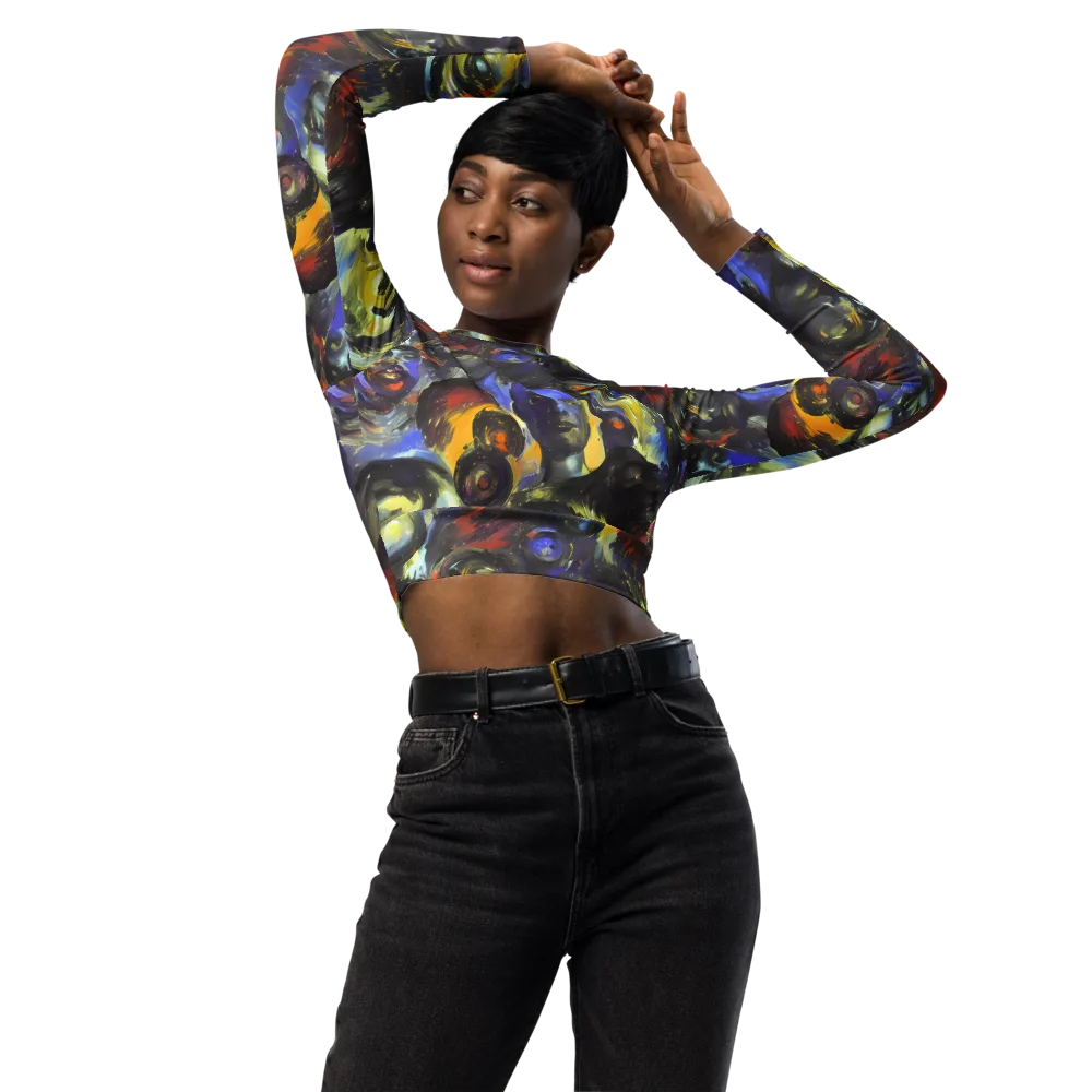 Corinthian Gaze on Long Sleeve Crop Top — Front