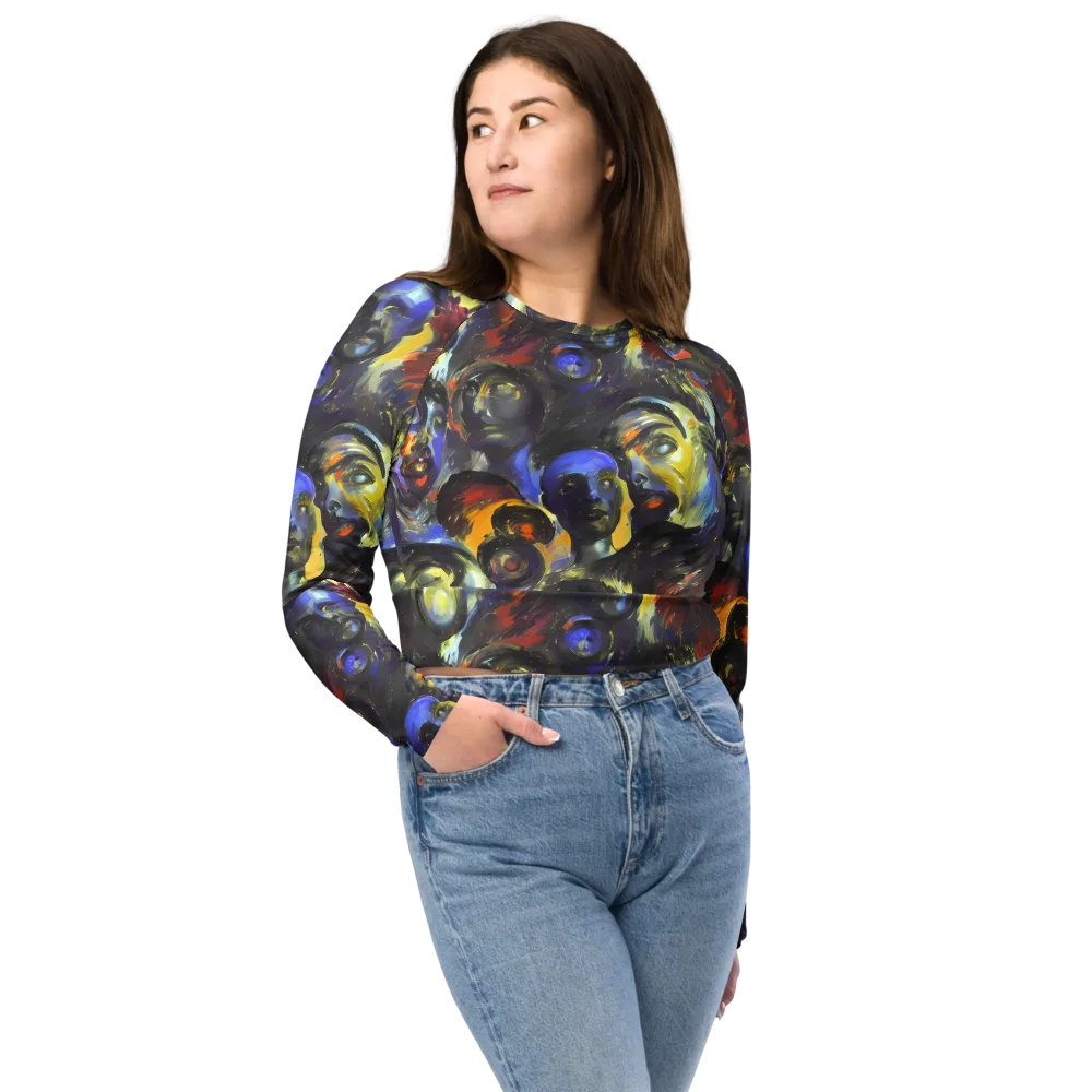 Corinthian Gaze on Long Sleeve Crop Top — Front