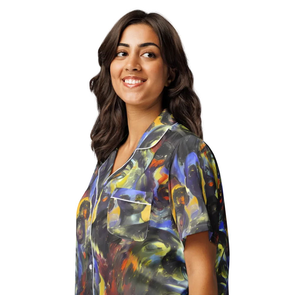 Corinthian Gaze on Women's Short Sleeve Pajama Top — Left Front