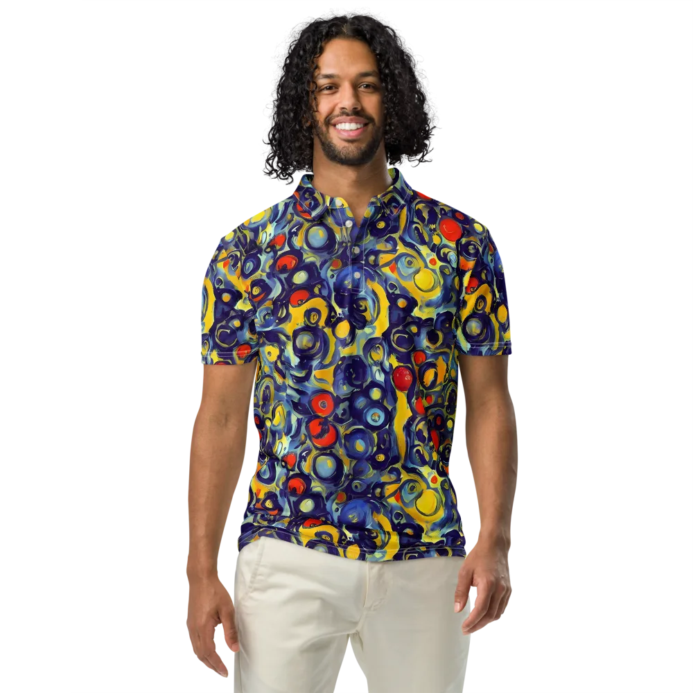 Dynamic Doodles on Men's Slim Fit Polo Shirt — Front