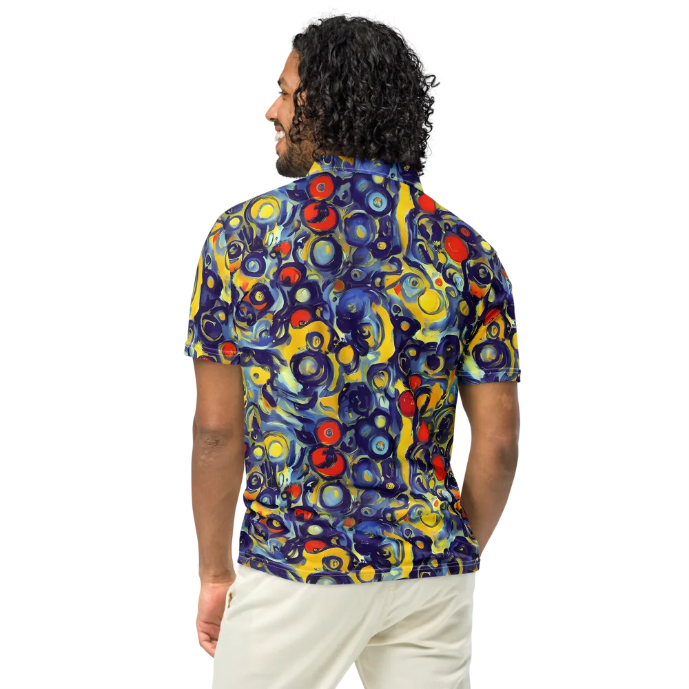 Dynamic Doodles on Men's Slim Fit Polo Shirt — Back