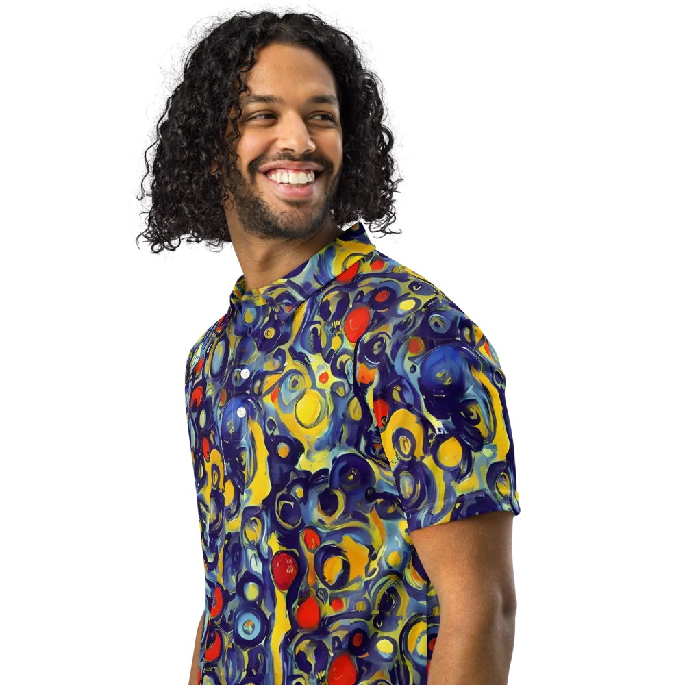 Dynamic Doodles on Men's Slim Fit Polo Shirt — Left Front