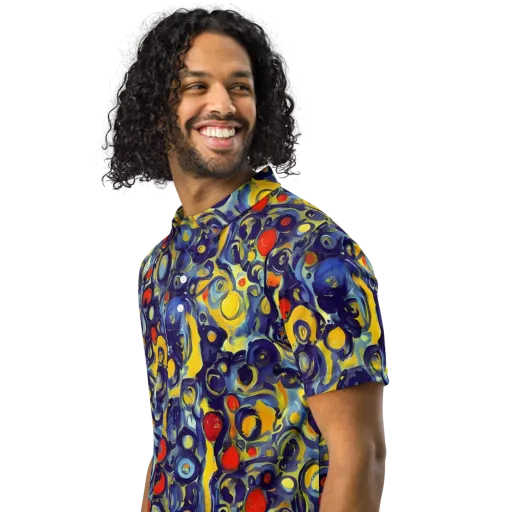 Dynamic Doodles on a Men's Slim Fit Polo Shirt