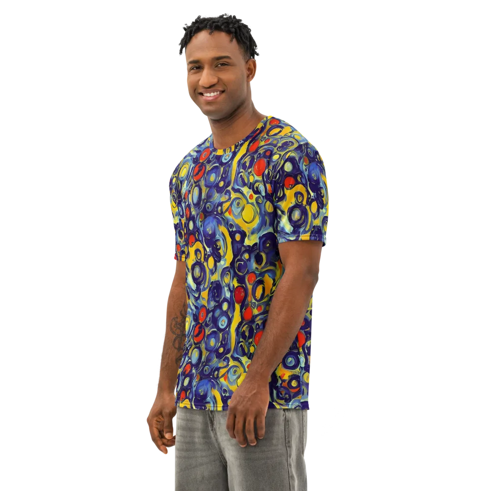 Dynamic Doodles on Men's Cotton Crew Neck T-Shirt — Left Front