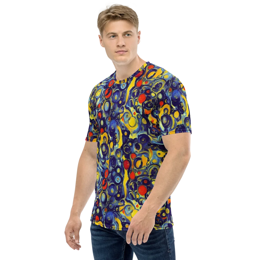 Dynamic Doodles on Men's Crew Neck T-Shirt — Left