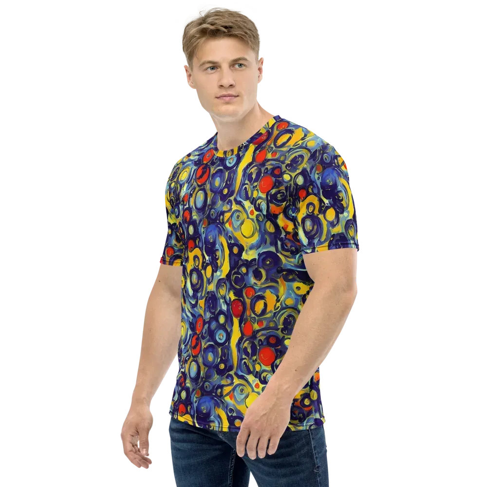 Dynamic Doodles on Men's Crew Neck T-Shirt — Left