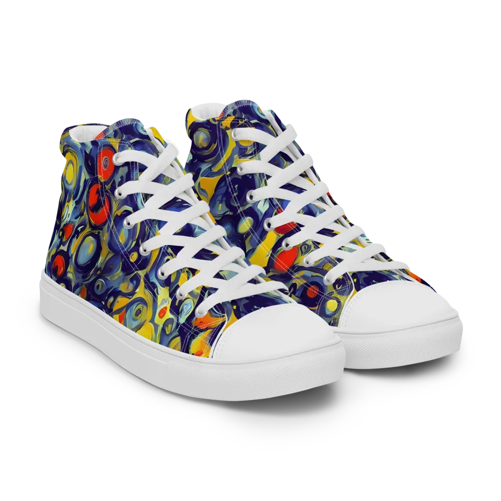 Dynamic Doodles on Men's High Top Canvas Shoes — Right Front
