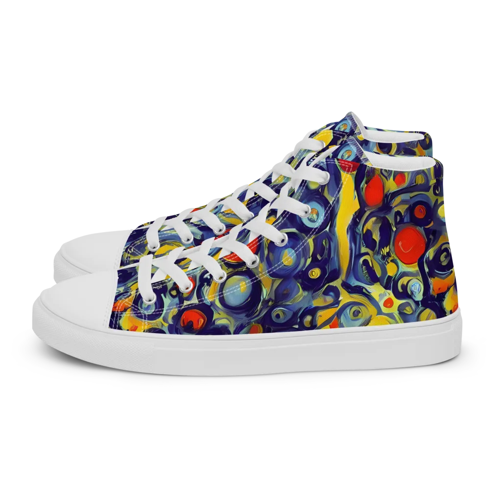 Dynamic Doodles on Men's High Top Canvas Shoes — Left