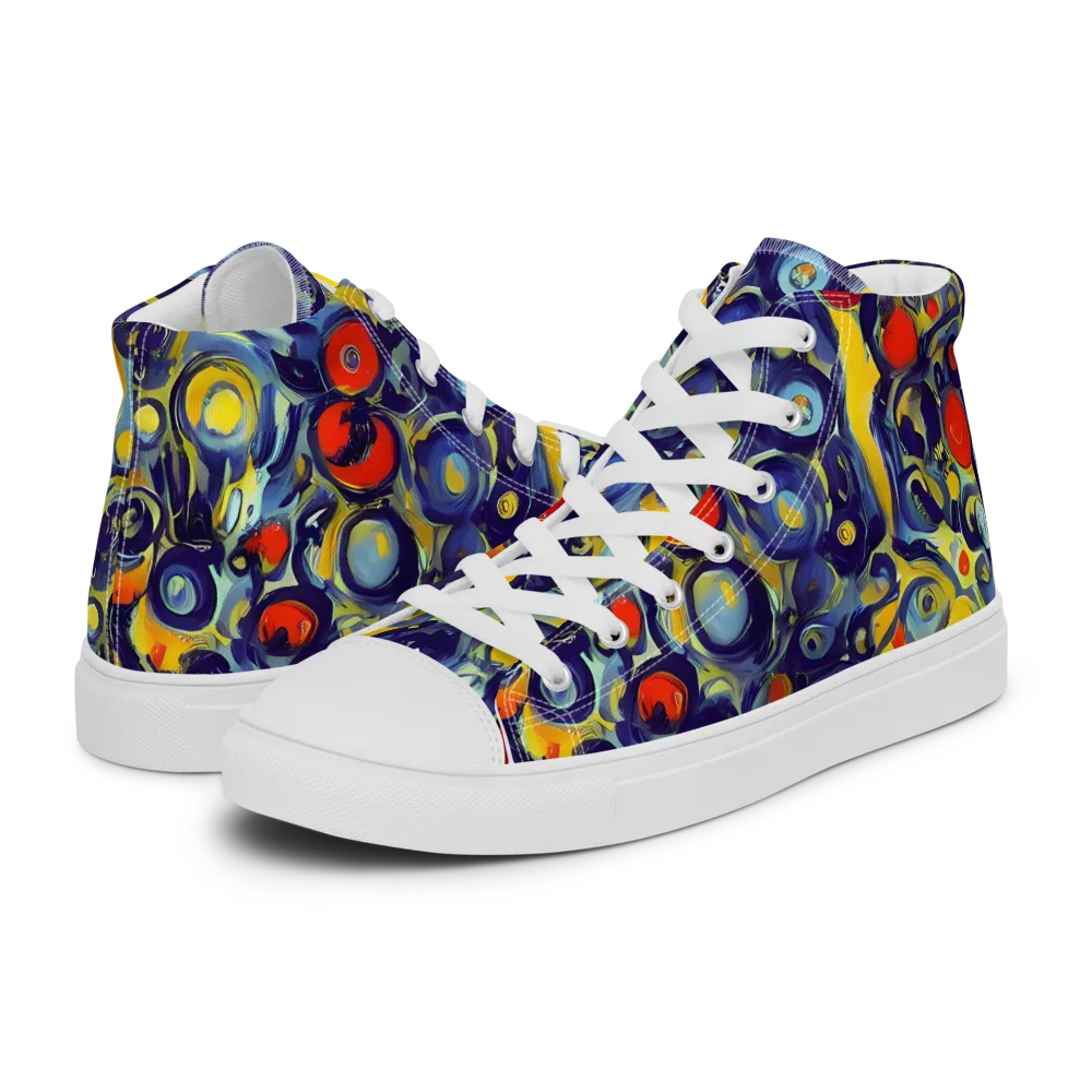 Dynamic Doodles on Men's High Top Canvas Shoes — Left